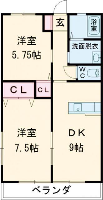 レトアミールB(2LDK/1階)の間取り写真