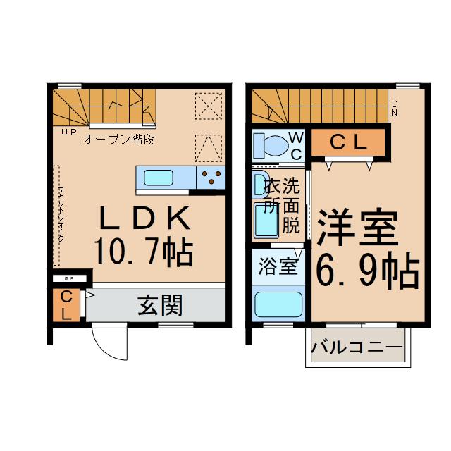 BLEU BRUN(1LDK/1階)の間取り写真