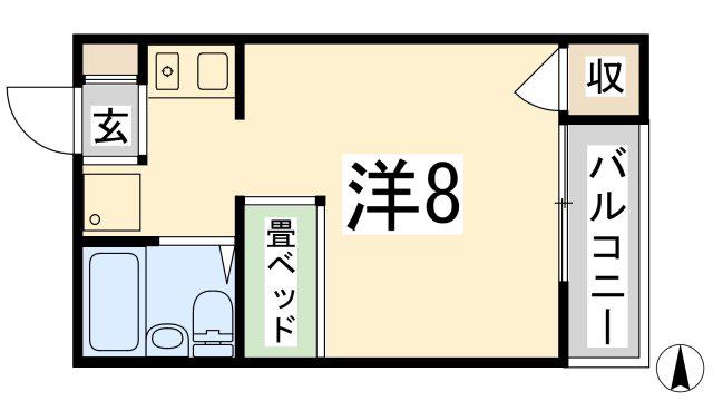 ジュネス新在家F(ワンルーム/2階)の間取り写真