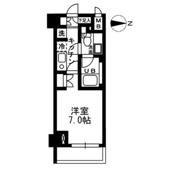 ウィスティリア高津(1K/2階)の間取り写真