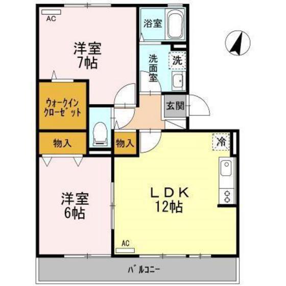 クレール友松(2LDK/3階)の間取り写真