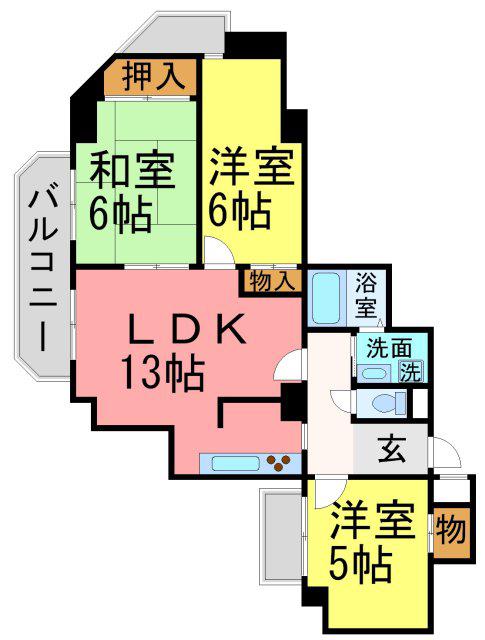 パークノヴァ夙川(3LDK/1階)の間取り写真
