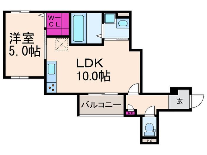 アモール高槻(1LDK/2階)の間取り写真