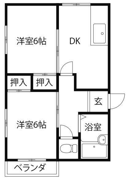 原コーポ(2DK/1階)の間取り写真
