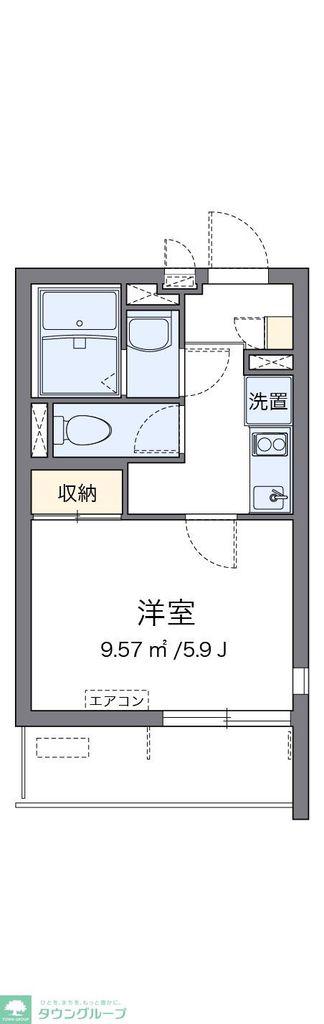 クレイノMULBERRY(1K/2階)の間取り写真