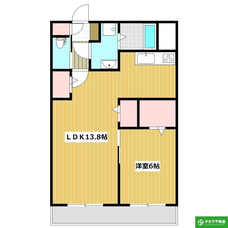 ユニティ皆春(1LDK/4階)の間取り写真