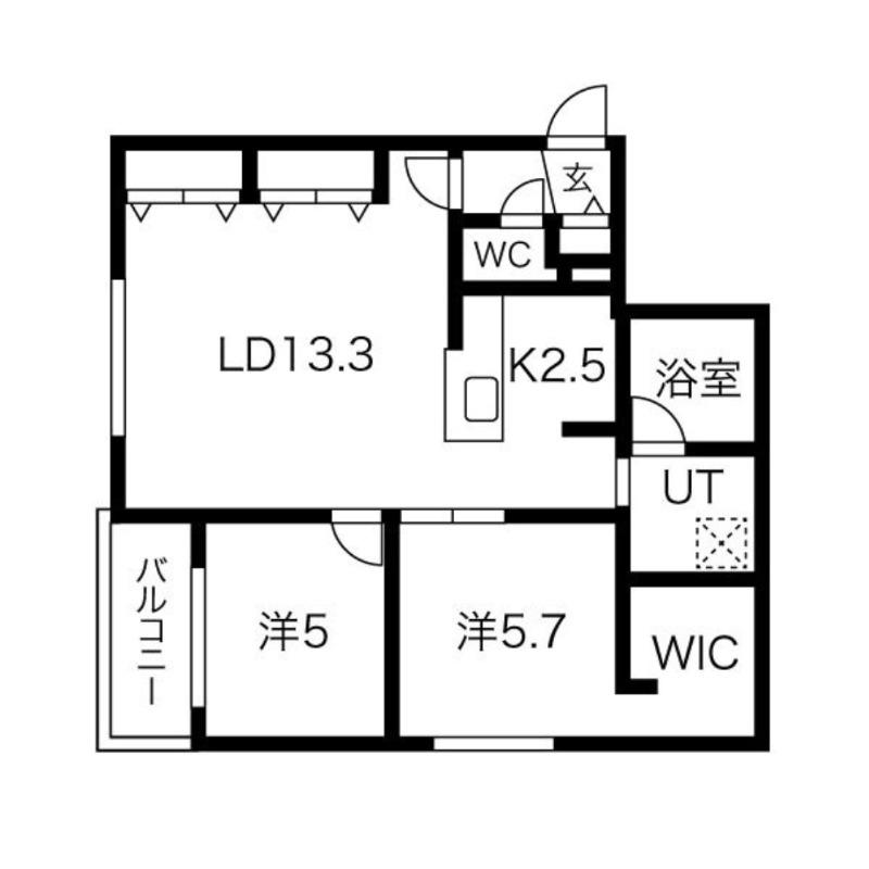 CG HOMES 南11条(2LDK/3階)の間取り写真