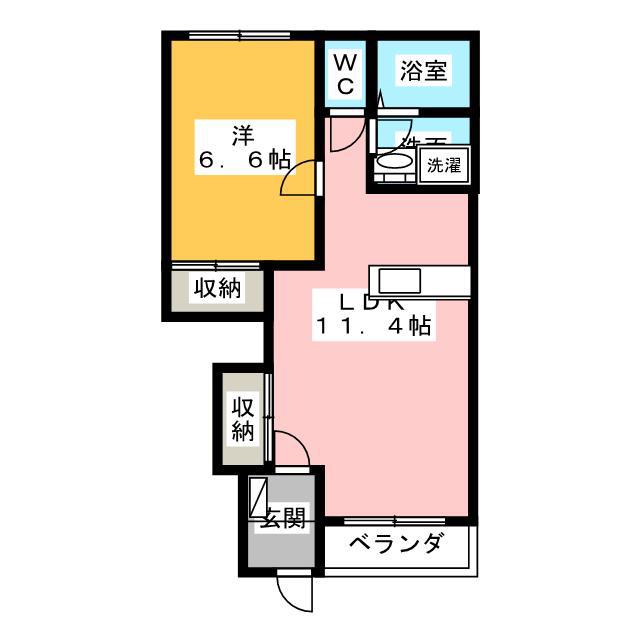 メリヴェール(1LDK/1階)の間取り写真