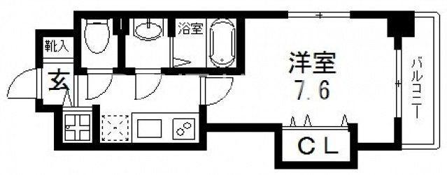 LUXE玉造II(1K/11階)の間取り写真