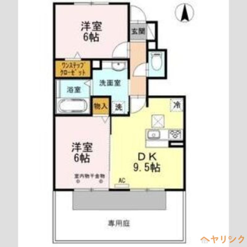 ナッシュビル(2DK/1階)の間取り写真