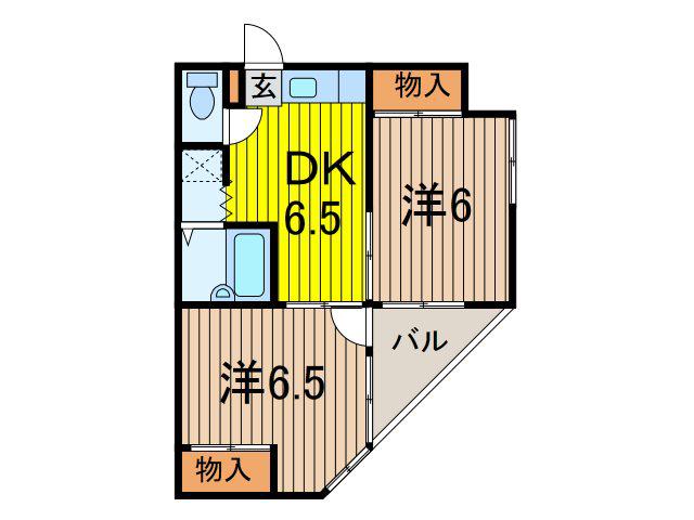 ルネッサンスYAHAGI(2DK/2階)の間取り写真