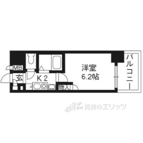 エステムコート御所南2(1K/7階)の間取り写真