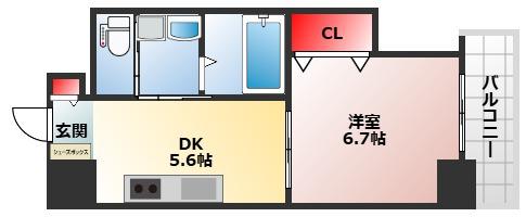 ハイツシリウス(1DK/4階)の間取り写真