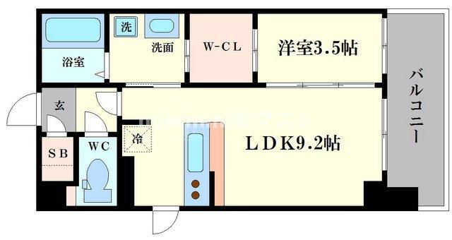 アスヴェル阿波座ブルーアース(1LDK/7階)の間取り写真