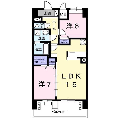 ケイマイティ(2LDK/9階)の間取り写真
