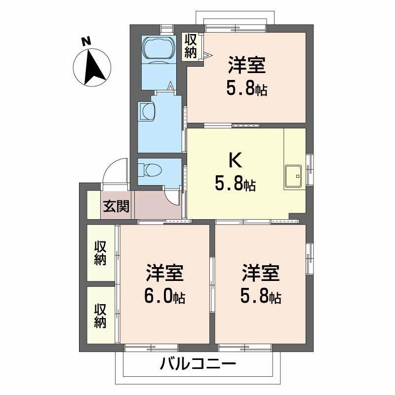 シャーメゾンII番館(3K/1階)の間取り写真
