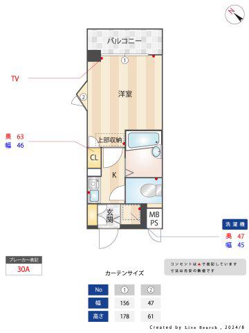 フォルム博多(1K/9階)の間取り写真