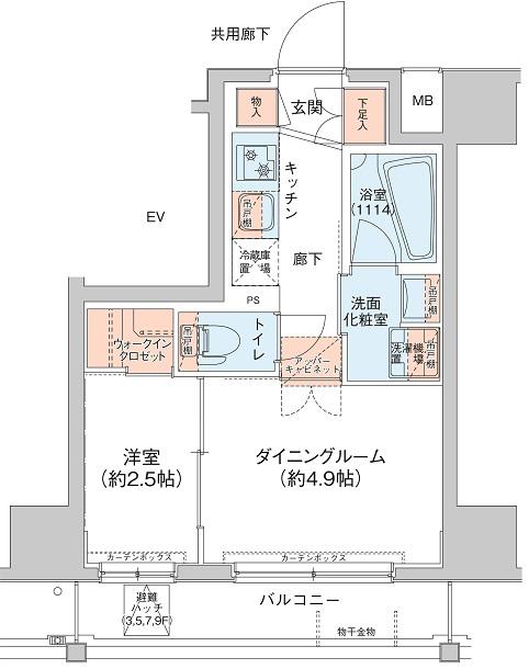 アジールコート新高円寺(1DK/8階)の間取り写真