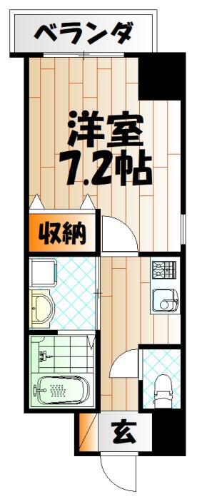 BERGAMOTTO三萩野(1K/3階)の間取り写真