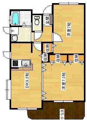 K グランジュ(2LDK/2階)の間取り写真