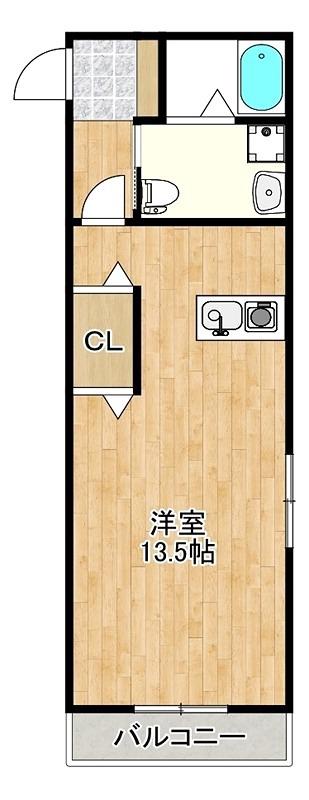 フローリア瀬崎(ワンルーム/2階)の間取り写真