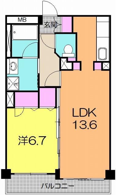 SK20ビル(1LDK/5階)の間取り写真