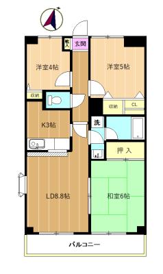 ボナール相模が丘(3LDK/3階)の間取り写真
