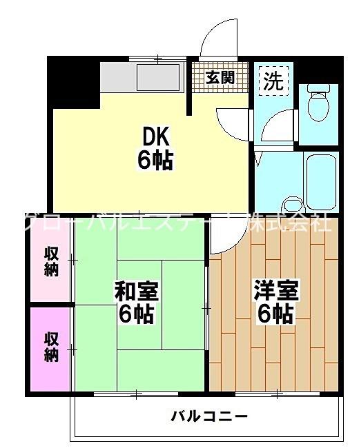 グランレッドI(2DK/4階)の間取り写真