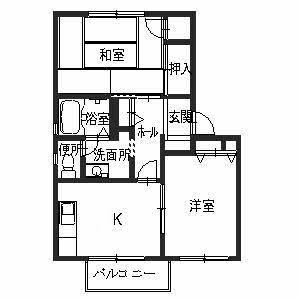 マノワール C・D(2K/2階)の間取り写真