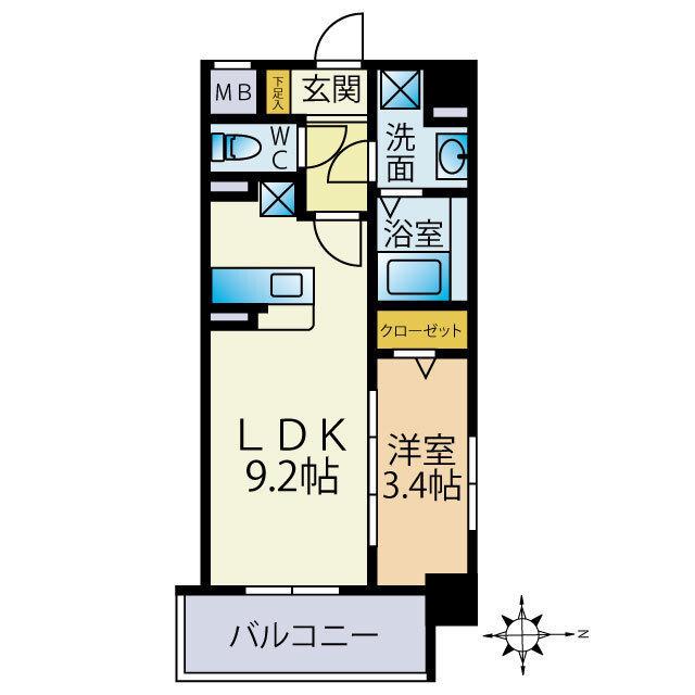ウッドハーツ(1LDK/4階)の間取り写真