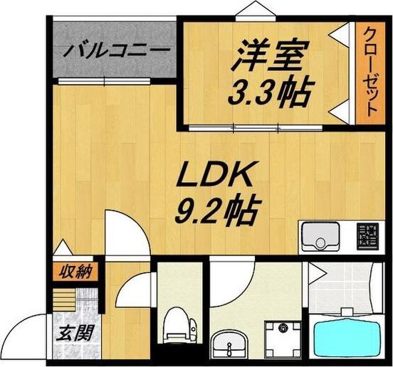 LE COCON 甚目寺III(1LDK/3階)の間取り写真