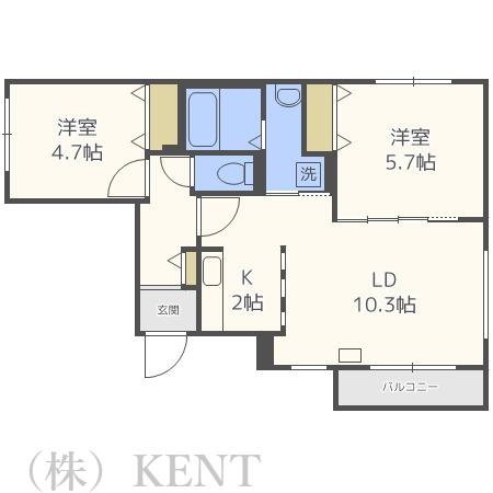ブランシャール発寒(2LDK/4階)の間取り写真