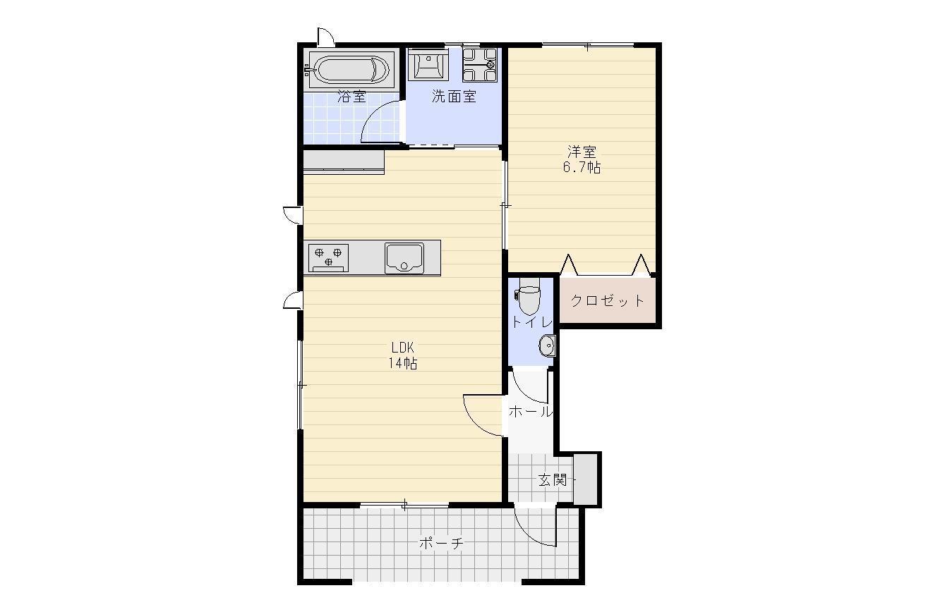 VILLAGRACE北日吉(1LDK/1階)の間取り写真