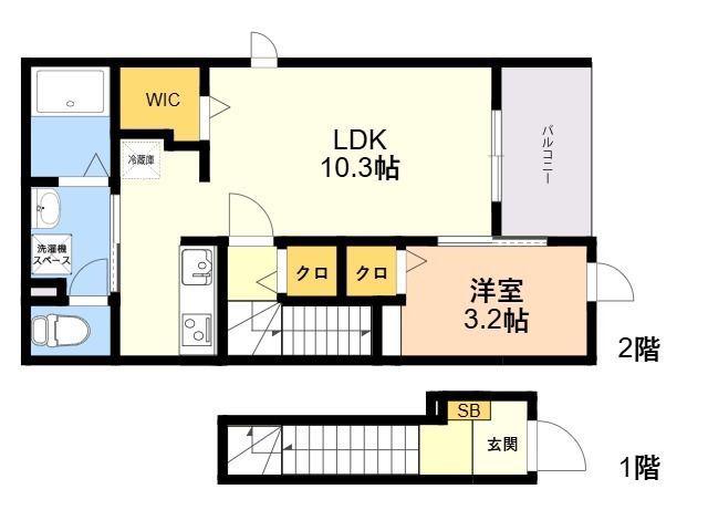 ボン シャオンスⅡ(1LDK/2階)の間取り写真