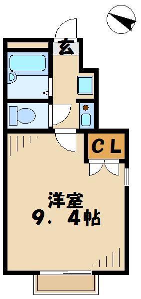 グリシーヌ(1K/1階)の間取り写真
