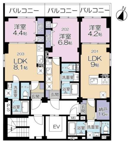MAISON FUTABA(1LDK/2階)の間取り写真
