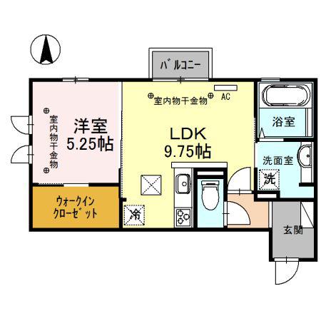 LA・TOURII(1LDK/1階)の間取り写真