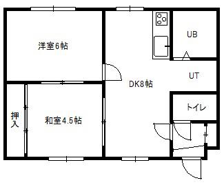 スカイパーク南16(2DK/4階)の間取り写真