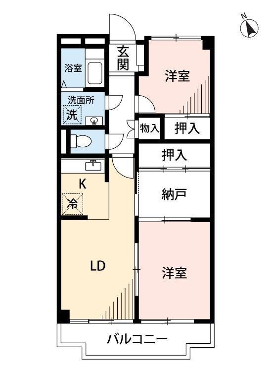 浅野谷ハイツ(2LDK/2階)の間取り写真