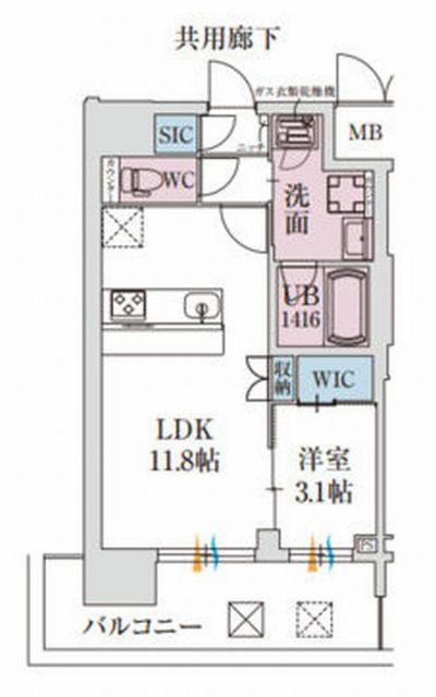 スプランディッド堺東DUE(1LDK/8階)の間取り写真