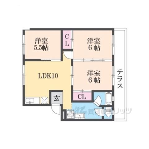 木の岡レジーナ(3LDK/3階)の間取り写真