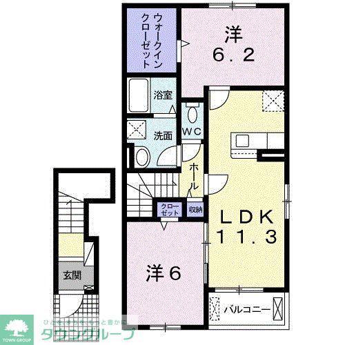 ケンズ 取手(2LDK/2階)の間取り写真
