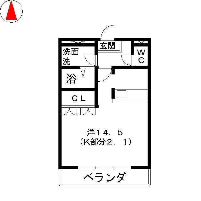 モンブーシュ(ワンルーム/2階)の間取り写真