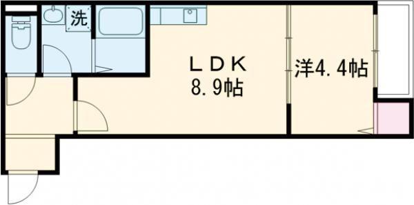 REVITA野崎(1LDK/2階)の間取り写真