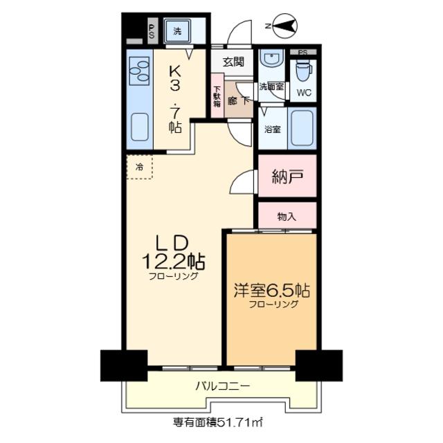 綾瀬プルミエ(1LDK/7階)の間取り写真