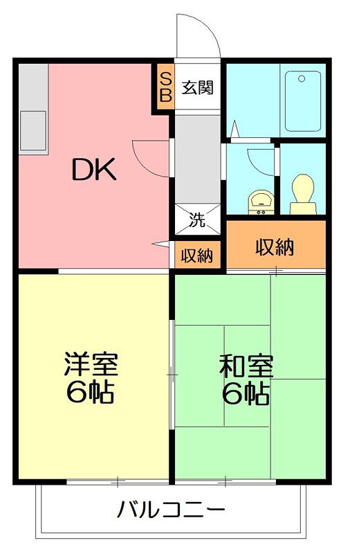 ハイツ桐(2DK/1階)の間取り写真