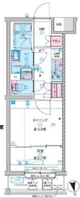 GENOVIA竹ノ塚(1DK/3階)の間取り写真