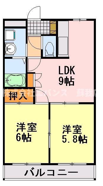 エルガーデン(2DK/2階)の間取り写真