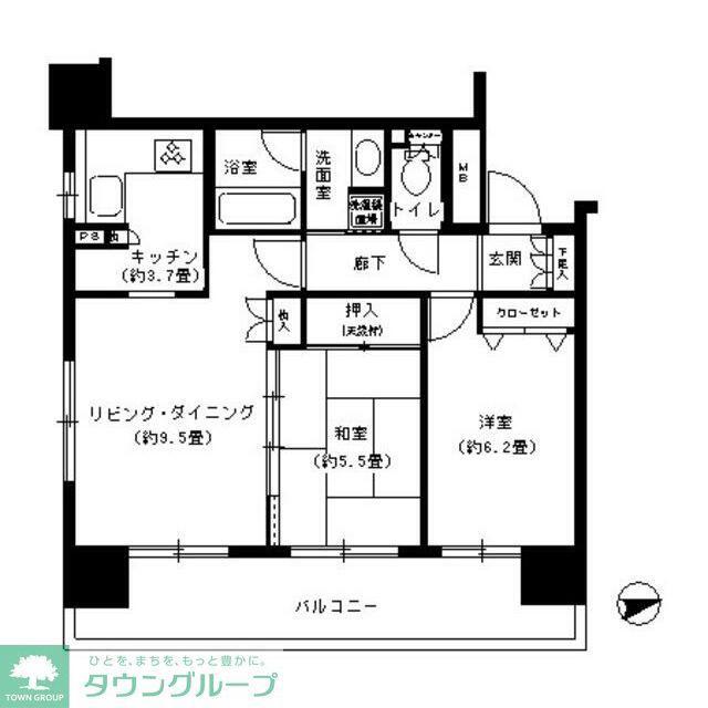 パークキューブ浅草田原町(2LDK/12階)の間取り写真