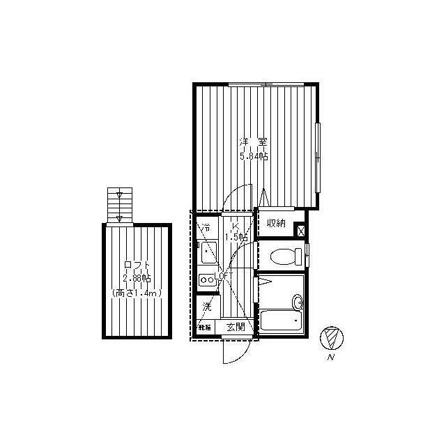 メゾンフラワー新高円寺(1K/2階)の間取り写真
